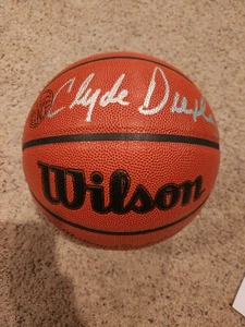 Clyde Drexler Autographed Authentic NBA Gold Label Wilson Basketball - BAS - Picture 1 of 5