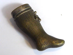 Antique Brass Novelty Vesta Match Strike Boot/Stocking - Picture 1 of 7