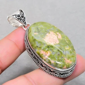 Unakite Oval Shape Gemstone Handmade Gift Jewelry Vintage Pendant 2.50" SR 2799 - Picture 1 of 7
