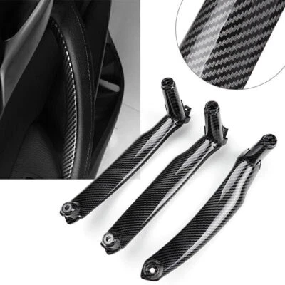 3pcs Carbon Fiber Car Inner Interior Door Pull Handle Trim Fit BMW X5 X6 E70 E71 Foto 1 de 4