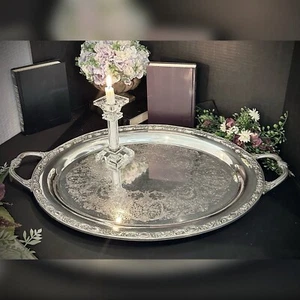 Bandeja para servir té de rosas victorianas Rogers plateada bandeja plateada para mayordomos * - Imagen 1 de 11