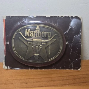 Vintage Marlboro Cigarettes Bull Star Solid Brass Belt Buckle Philip Morris - Picture 1 of 4