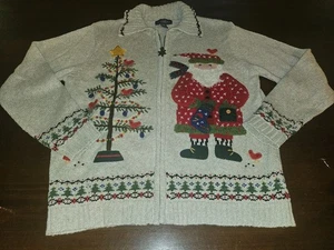 Northern Isles Cardigan Sweater Women’s Medium Christmas Embroidered Vintage - Picture 1 of 12