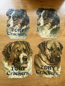 4 X Etiqueta Galleta Navidad “Toby Crackers” Genuina Vintage. Diseños para perros 22,5 cm - Imagen 1 de 13