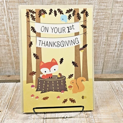 Hallmark First Thanksgiving Greeting Card Woodland Animals Leaves Blessings - Image 1 of 4