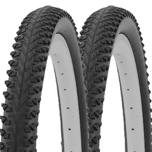 PAIR 26 x 1.95 BLACK Semi-Slick Mountain Bike Off Road Knobby Tread TYRES - Picture 1 of 4