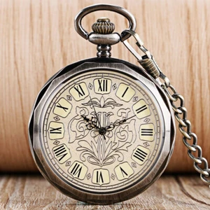 Hand Winding Mechanical Steampunk Open Face Pocket Watch Taschenuhren - Bild 1 von 12