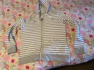 Sweat Shirt Jacke von C & A Weiß Blau Gestreift Gr. M mit Kapuze / Allrounder - Bild 1 von 14