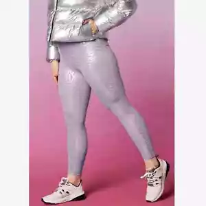 Fabletics Women's High Waisted Printed Powerhold Haze Gray Leggings SZ XL NWT - Picture 1 of 5