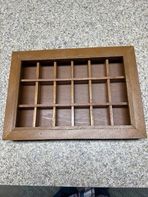 Antique Wooden 18 Slot Curio Cabinet/Shelf Wall Or Surface Display 14x10” - Image 1 of 4