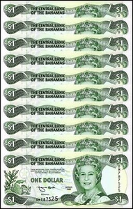 Bahamas 1 dollaro, 1996, P-57a, UNC X 10 PEZZI - Foto 1 di 2