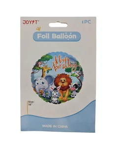 JOYIT Animals, 18" Round Jungle Theme Birthday party foil Balloon (1 PC) - Picture 1 of 6