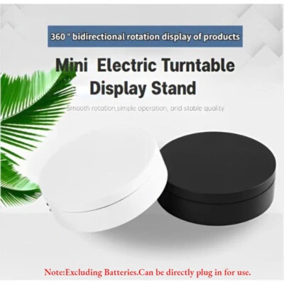 Electric 360° Rotating Mini Turntable Display Stand Jewelry Photography Holder - Image 1 of 4