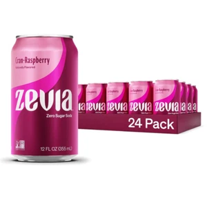 Zevia Zero Sugar Soda, Cran-Raspberry, 12 Oz Cans (24-Pack) – Naturally Sweetene - Picture 1 of 12