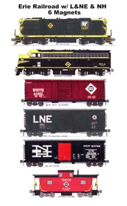 6 imanes Erie Railroad con tren de carga New Haven, L&NE de Andy Fletcher - Imagen 1 de 1