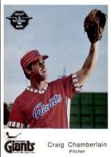 1982 Phoenix Giants Valley National Bank #12 Craig Chamberlain Los Alamitos CA