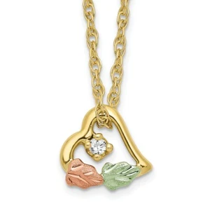 Real 10kt Tri-color w/12K Accents Diamond Black Hills Gold Necklace - Picture 1 of 5