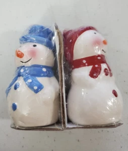 Pupazzo di neve natalizio sale e pepe shaker ceramica - Foto 1 di 6