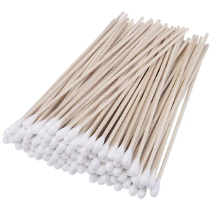 6" Cotton Swabs Wooden Handles Cotton Tipped Applicator Wood Sticks with Single - Picture 1 of 7