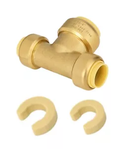 EFIELD 1PC 1/2"x1/2"x 3/4” Push Fit Tee Bras Fitting. Lead Free - Picture 1 of 5