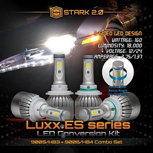 9006 9005 LED Total 160W 18000LM Combo Faro Alto 6000K Blanco Kit de 3 lados (B) - Imagen 1 de 11