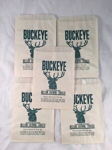 Buckeye Mellow Chewing Tobacco Wax Paper Bag Deer Lot of 5 Vintage Old Antique