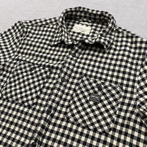 Denim Supply Ralph Lauren Flannel Shirt Mens Medium Black White Plaid Cotton - Picture 1 of 9