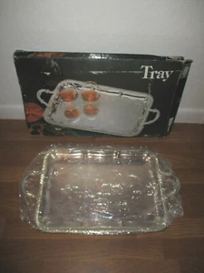Embossed Silver Plated Serving Tray~Handles~Original Box~22.25" x 13.0" x 5/8" - Picture 1 of 11