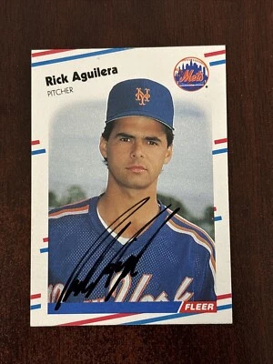 Подписанная карточка Рика Агилеры 1988 Fleer No127 New York Mets с автографом Австралия - Изображение 1 из 2