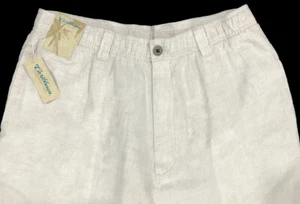 Men's CARIBBEAN Natural Light Khaki LINEN Drawstring Pants 38x32 NEW NWT Wow! - Picture 1 of 5