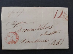 Connecticut: Humphreysville 1813 Stampless Cover RED STRIKE, SCROLL AT BOTTOM - Picture 1 of 6