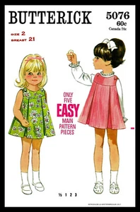 Butterick # 5076 Girl's Inverted Pleat DRESS FROCK Sewing Pattern Toddler U-Pick - Picture 1 of 5