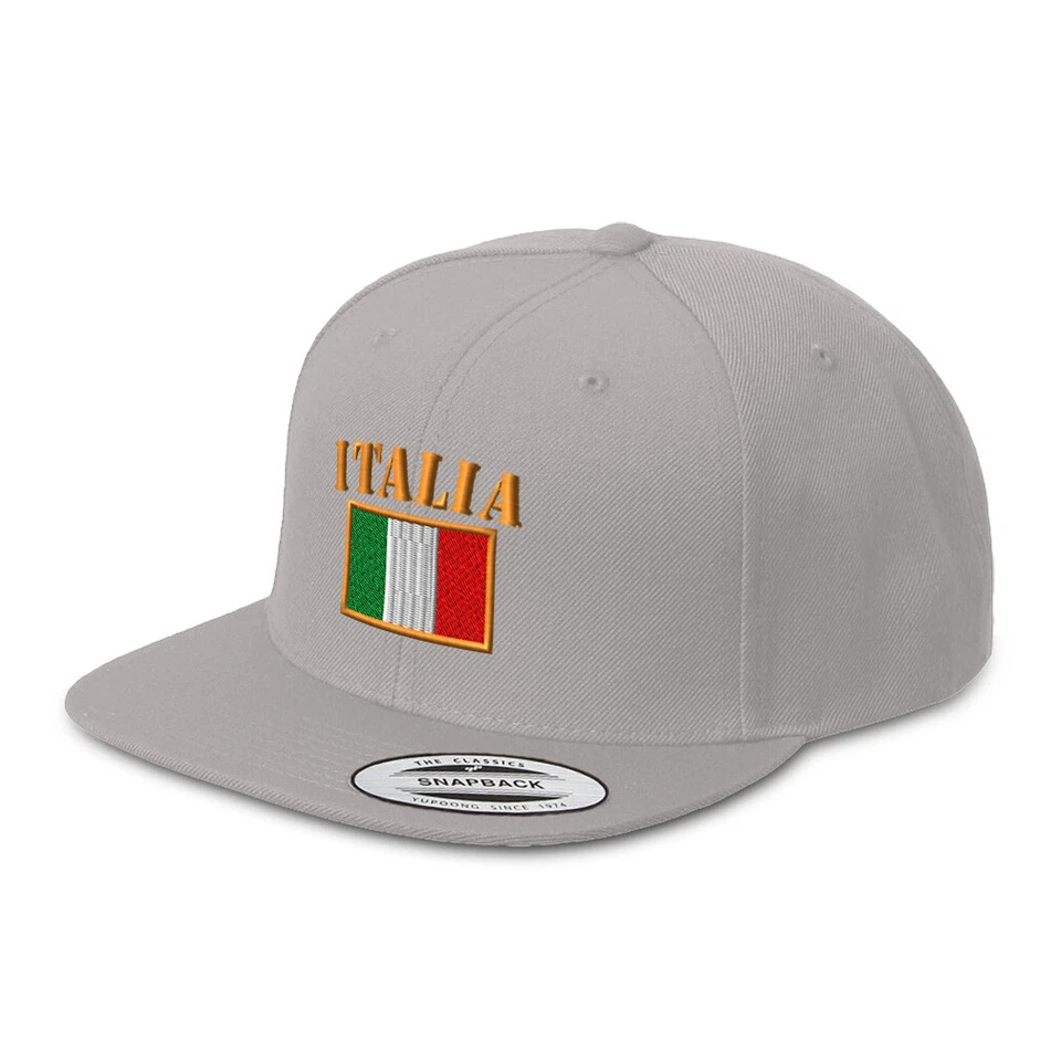 Gorra de béisbol Flat Bill Trucker bandera de Italia Snapback para hombre y mujer Foto 1 de 1
