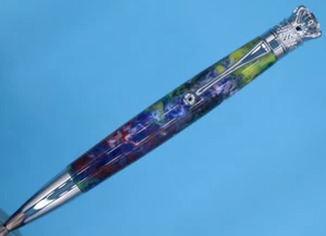 Crown Jewel Ballpoint Pen in Chrome Finish with Unique 10 Color Mineral Material - Picture 1 of 7