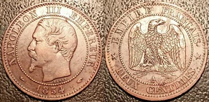 Napoléon III - deux centimes tête nue 1854 A, Paris TTB++ ! F.107/9 - Picture 1 of 1