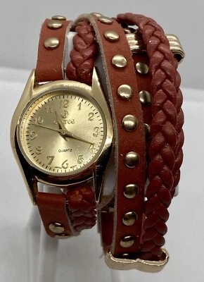NEW DECREE Ladies Watch W/new Battery Triple Wrap Studded Braided Strap - Image 1 of 4
