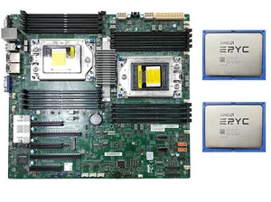2pcs AMD EPYC 7551 Total 64 Cores CPU + Supermicro H11DSI Motherboard REV2.0 - Bild 1 von 5