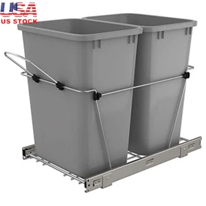 Pullout Trash Can 35 Qt Recycling Bin Under Kitchen Cabinets Heavy-Duty Slides - Picture 1 of 7