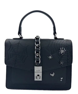 Bolso Viral ALDO Cartera con Asa Superior Negro Tela de Araña Halloween Cartera Cadena - Imagen 1 de 10