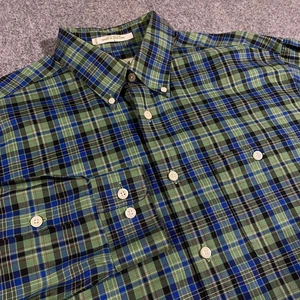 Orvis Long Sleeve Button Down Tartan Plaid Shirt Adult Large L Green Blue Pocket - Picture 1 of 16