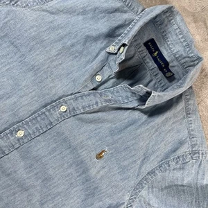 Camisa Polo Ralph Lauren Azul Cambray RL Carne Desescolada Pony Verano Informal Pequeña - Imagen 1 de 9