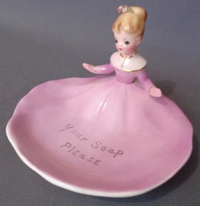 Josef Originals Your Soap Please Lavendel Lila Schale Black Eye Girl Vintage Keramik - Bild 1 von 10