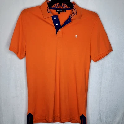 Just Cavalli 橙色 Polo 带海军蓝口音,尺寸 L — 第 1/4 张图片