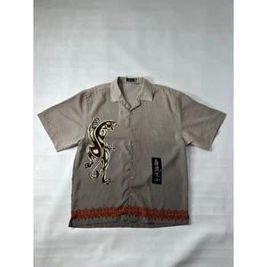 J/E/T Herren Kurzarm Hemd mit Knopfleiste Panther Drache asiatische Grafik Gr. L - Bild 1 von 11