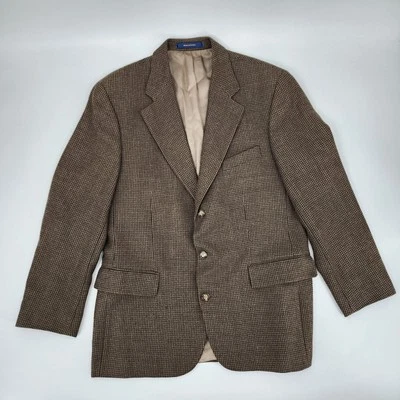 Ralph Lauren Men's Blazer Sz 42R Tweed Wool Alpaca Brown Houndstooth Sport Coat - Image 1 of 4