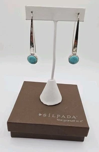 SILPADA Sterling Silver 925 Swan Dive Turquoise Earrings - Picture 1 of 12