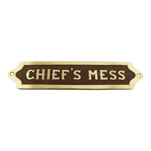 Letrero de puerta de latón Chiefs Mess barcos marítimos placa barco decoración de pared regalo de la Marina de los Estados Unidos - Imagen 1 de 2