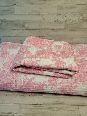 Pottery Barn Lilly Pulitzer Palm Beach Toile KING Quilt 1 King Sham  - Image 1 of 3