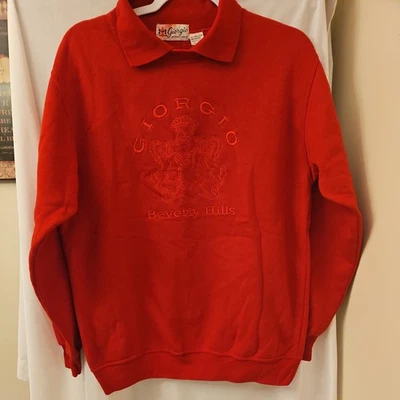 Винтажная маленькая толстовка с красным воротником Giorgio Beverly Hills 1990-е - Изображение 1 из 4