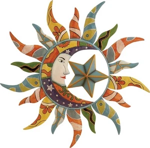 Deco 79 Metal Sun and Moon Home Wall 25L" x 1W", Multi Colored - Picture 1 of 9
